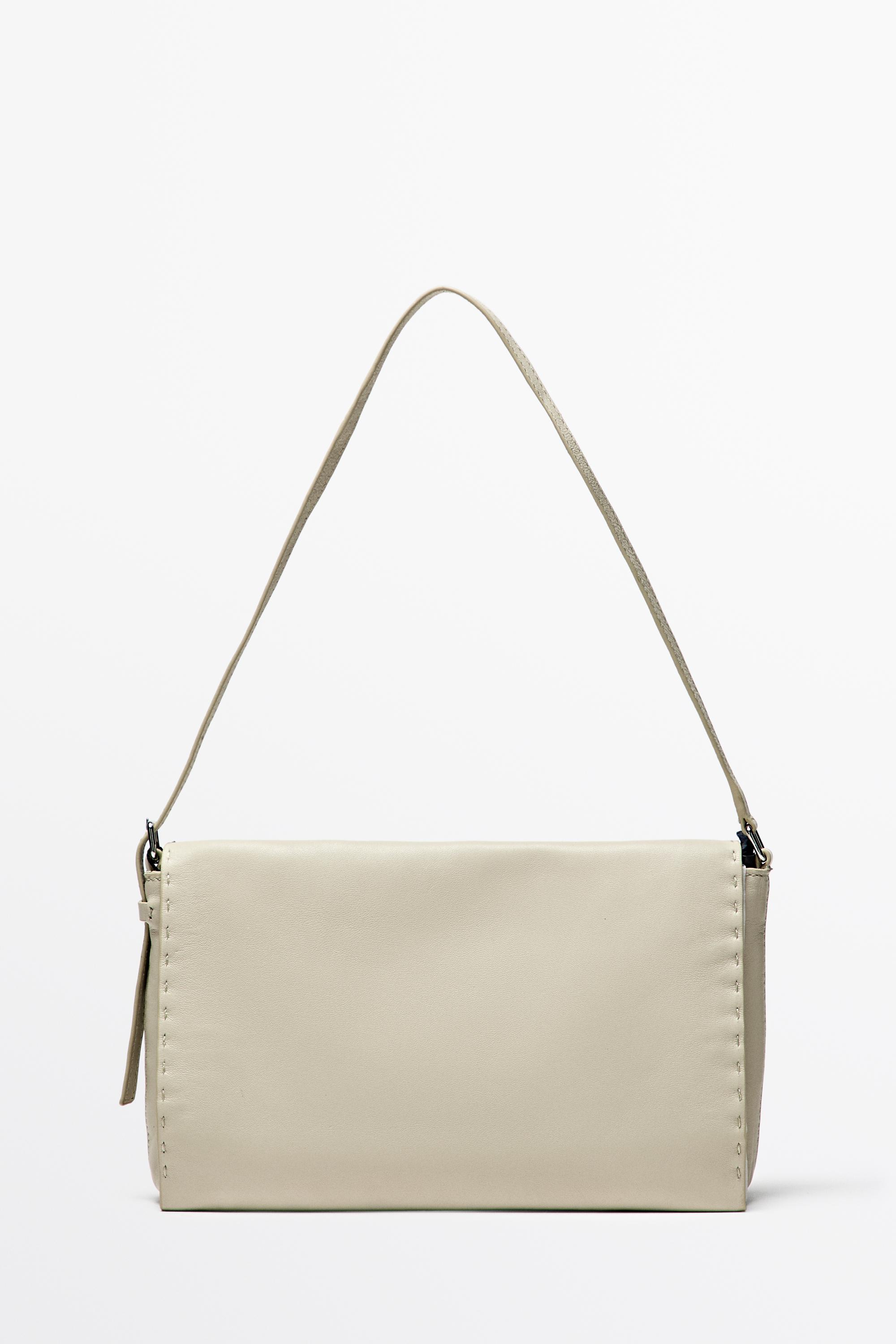 Nappa leather crossbody bag with topstitching